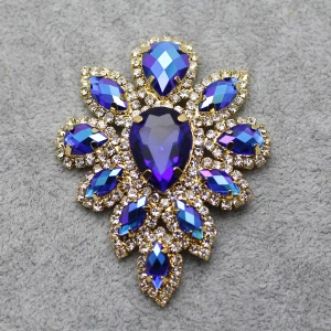 blue 5,8*4,5 см белые хрустальные стразы, аппликация, серебряная основа, пояс с аппликацией, пришитые стразы, вечерние, свадебные платья, поддельные украшения - Цвет: blue