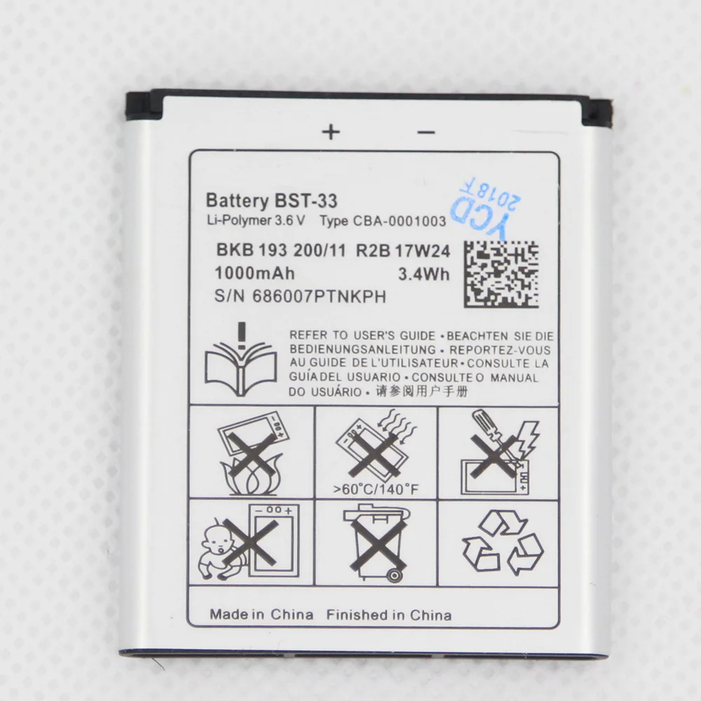 

10pcs/lot BST-33 950mAh Phone Replacement Battery For Sony K530 K790 K790i K790C K800 K800i K810i K818C W595C T700 C702 G705