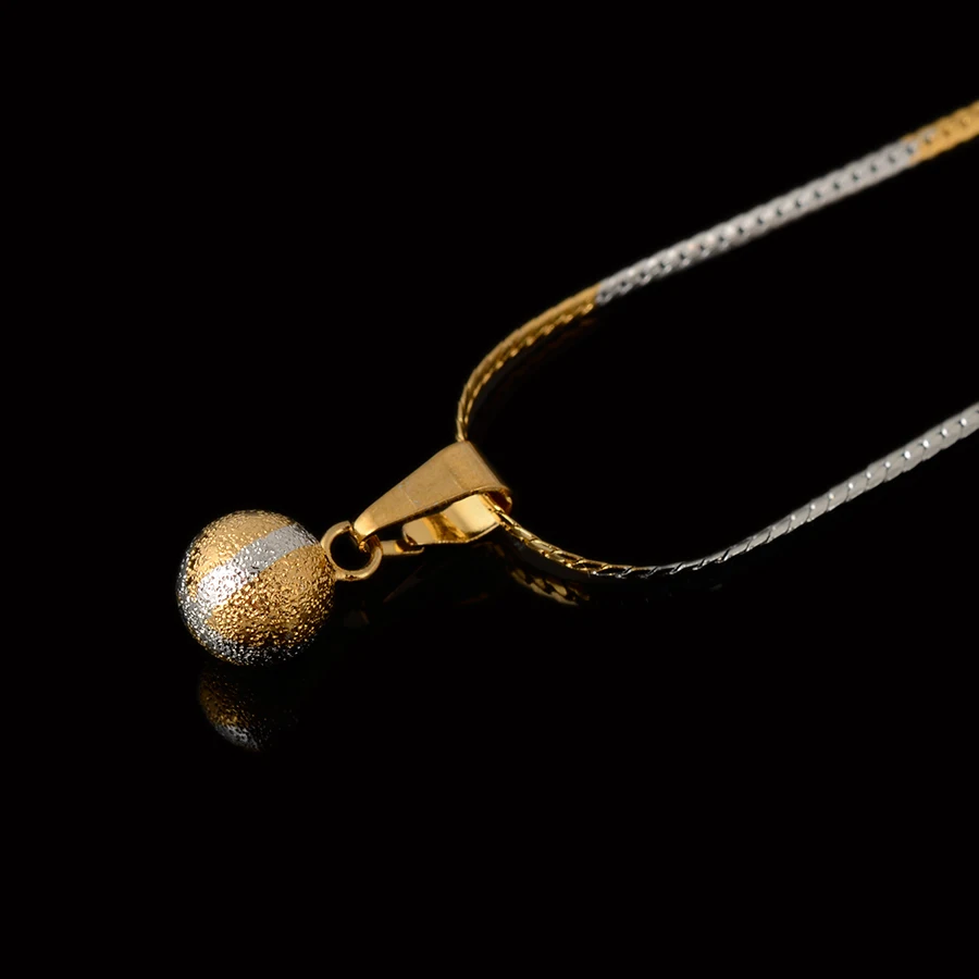 Два Цвета Круглый Шар Ожерелье цепи Серьги Ювелирные Изделия Золото Серебро Цвет