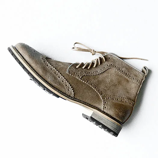 Khaki Мужские туфли-броги; Формальные армейские ботинки в деловом стиле; свадебные ботинки в стиле ретро; армейские ботинки из замши ручной работы; модельные ботинки из натуральной кожи - Цвет: Khaki