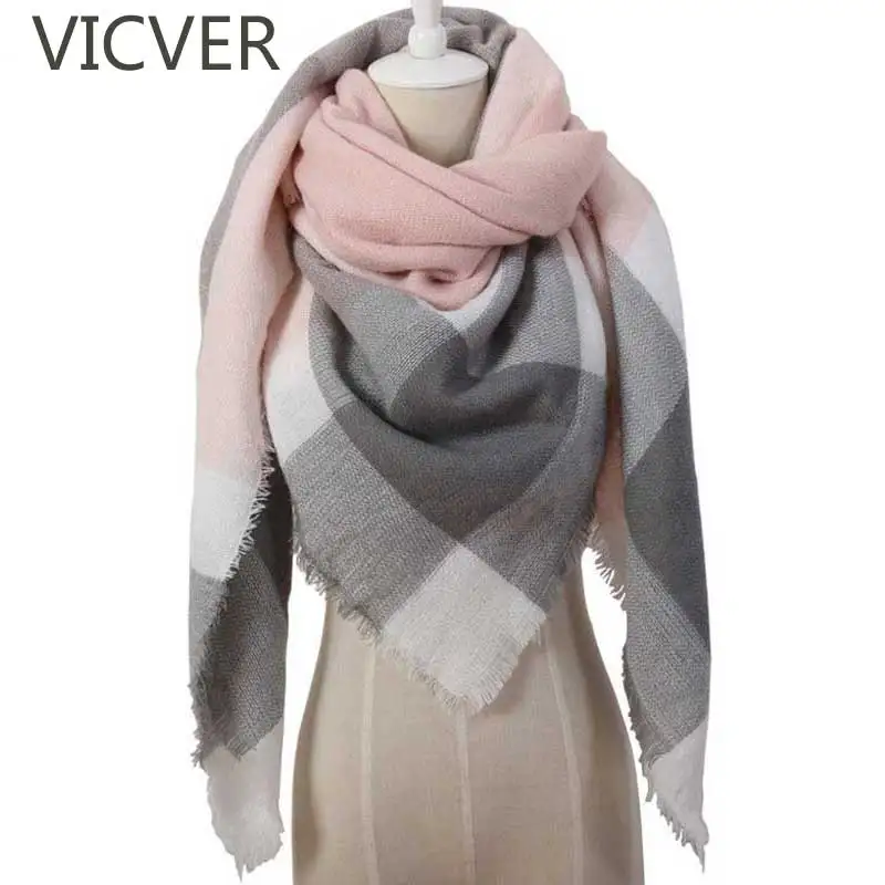 2018 зимний треугольный шарф для женщин длинный вязаный шерстяной платок плед