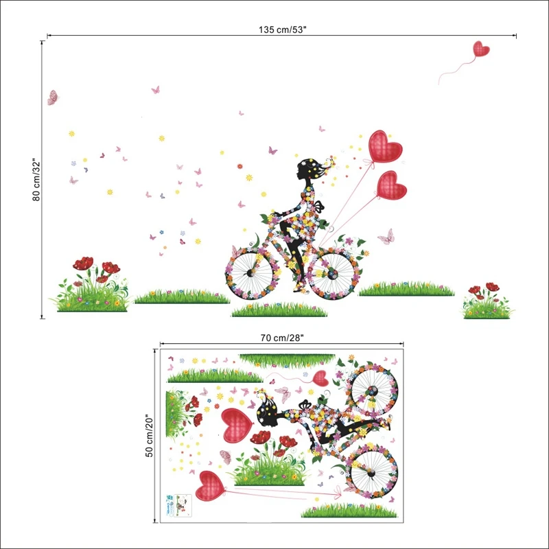 Наклейки на стену Pretty Girl для езды велосипеде украшения детской комнаты наклейки