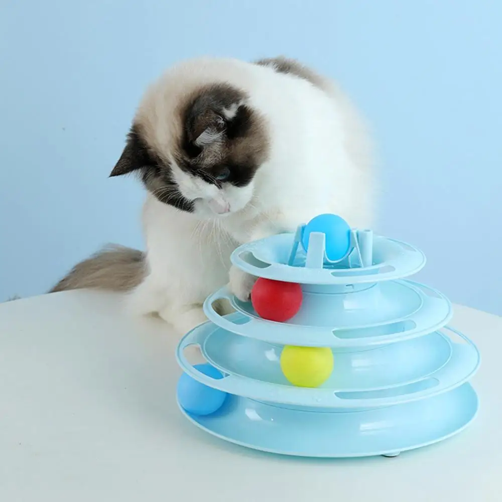 LED Light 4-Layer Round Tower Track Interactive Toy Game Ball Cat Turntable With Glow | Дом и сад
