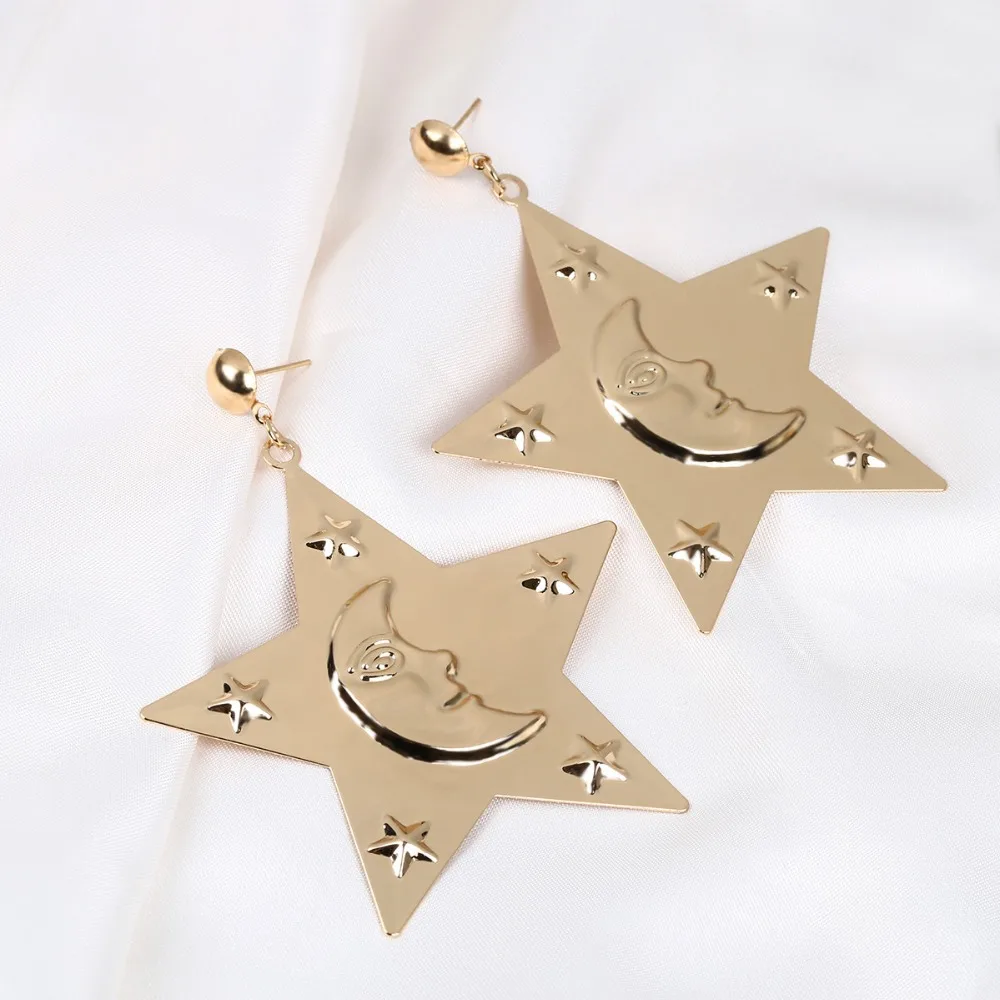 Женские серьги-пусеты в виде большой звезды модные большие с металлической
