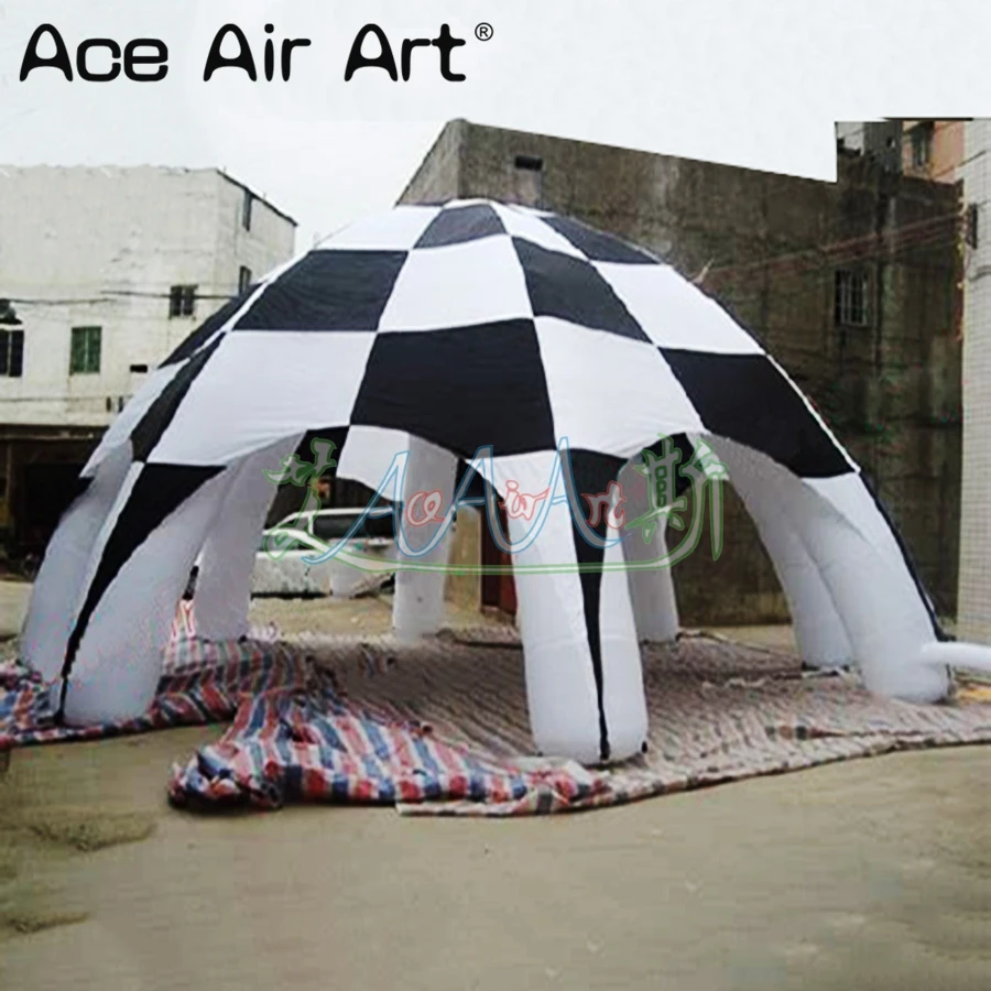6m diagonal inflatable black white spider tent pop up car cover shelter dome pavilions with colored led lights for events|Игровые