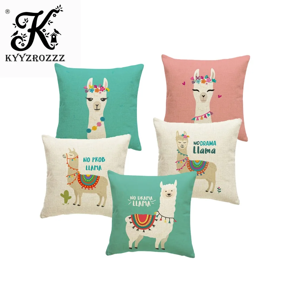 Animal Alpaca цветок чехол для подушки кактус вечерние ламы Подушка Чехол тропический