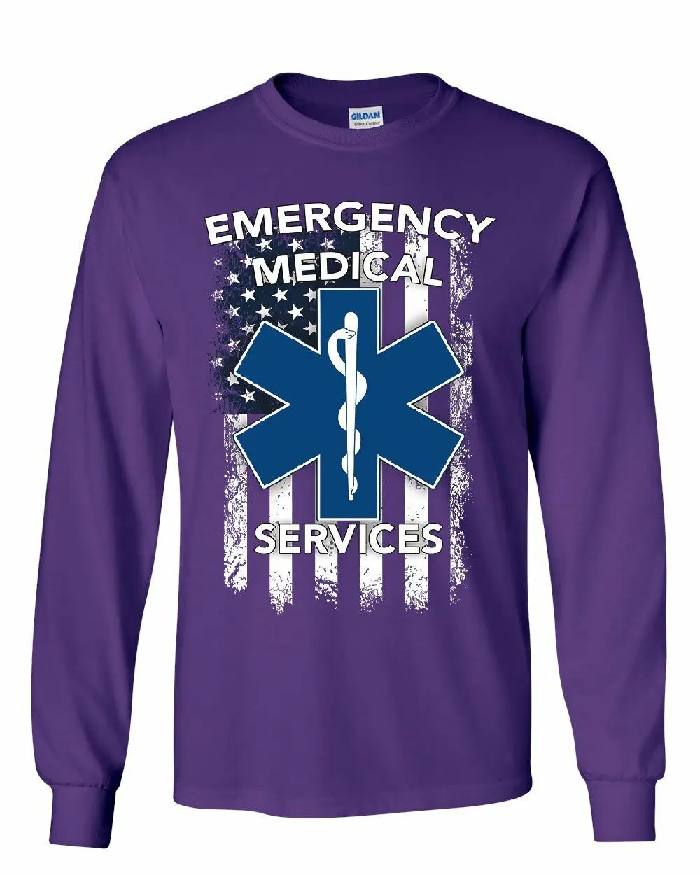 Футболка с длинными рукавами EMT Star of Life футболка флагом США|Мужские футболки| |
