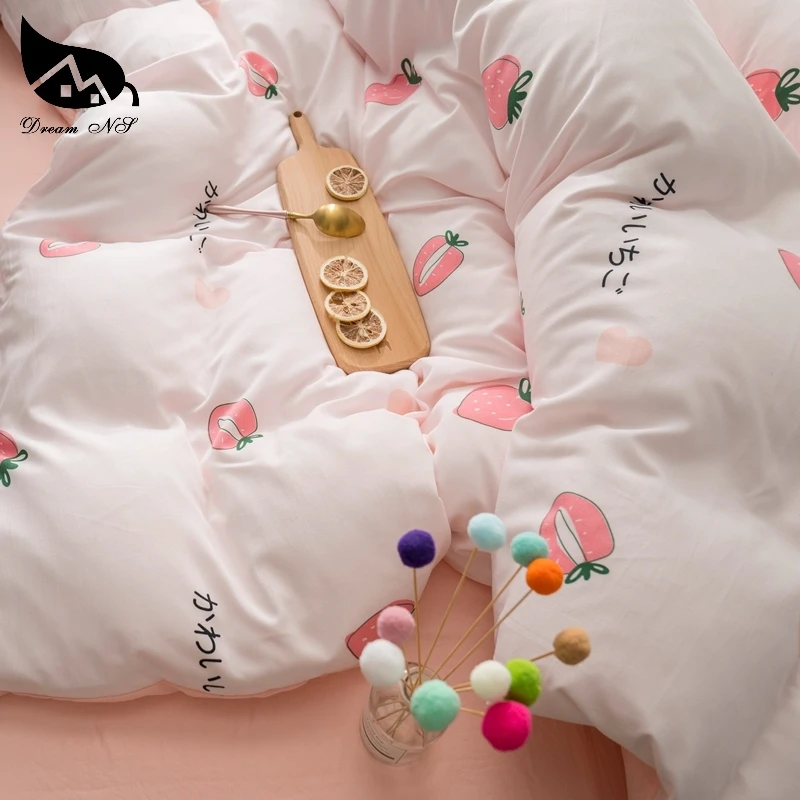 Dream NS розовый и клубничный король постельных принадлежностей промытый хлопок супер мягкий пододеяльник наволочка теплый мягкий дом спальня kussensloop