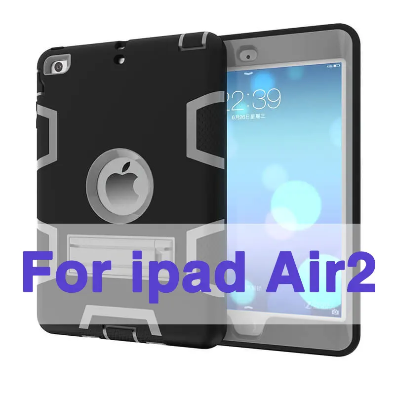 for iPad Air 2 Для ipad air 1 2 нескользящий детский безопасный Гибридный противоударный силиконовый резиновый однотонный чехол для ipad 5 6 защитный чехол Капа+ пленка - Цвет: for iPad Air 2