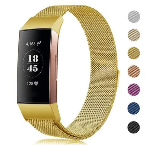 10 цветов Миланская петля заменить ремешок для Fitbit charge 3 часы браслет из нержавеющей стали ремень спортивный браслет для смарт-часов - Цвет: gold