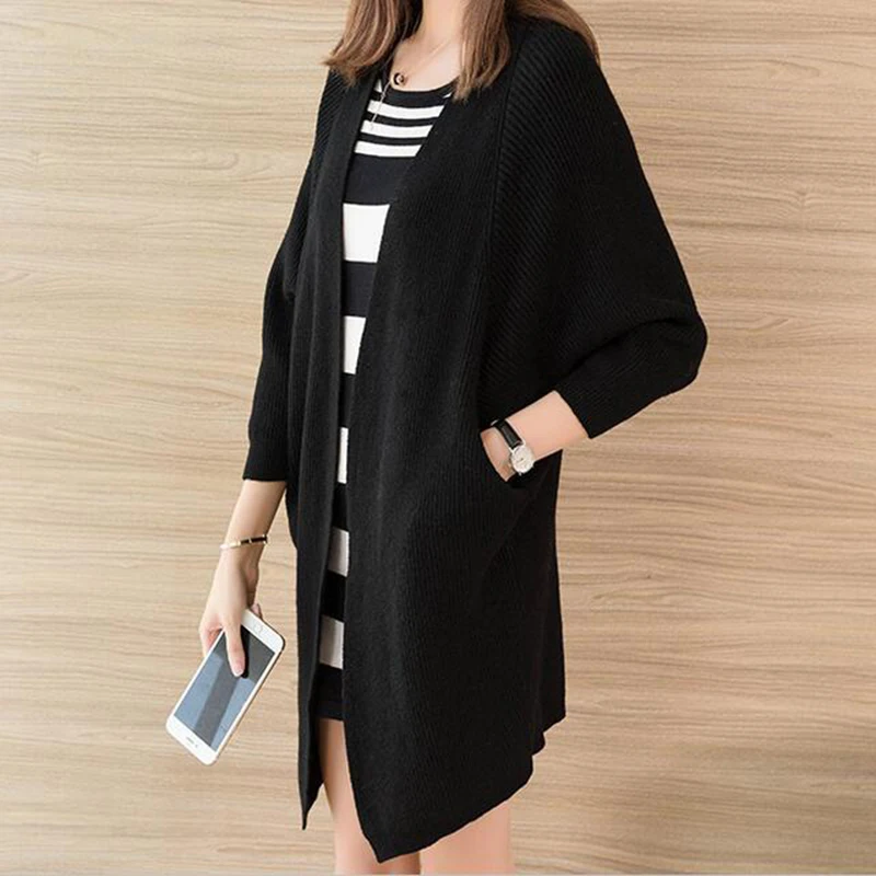 2017 autumn Winter Long Sweater Coat for Women Formal Cardigans loose Sweaters Oversized Batwing Sleeve Knitted coats |