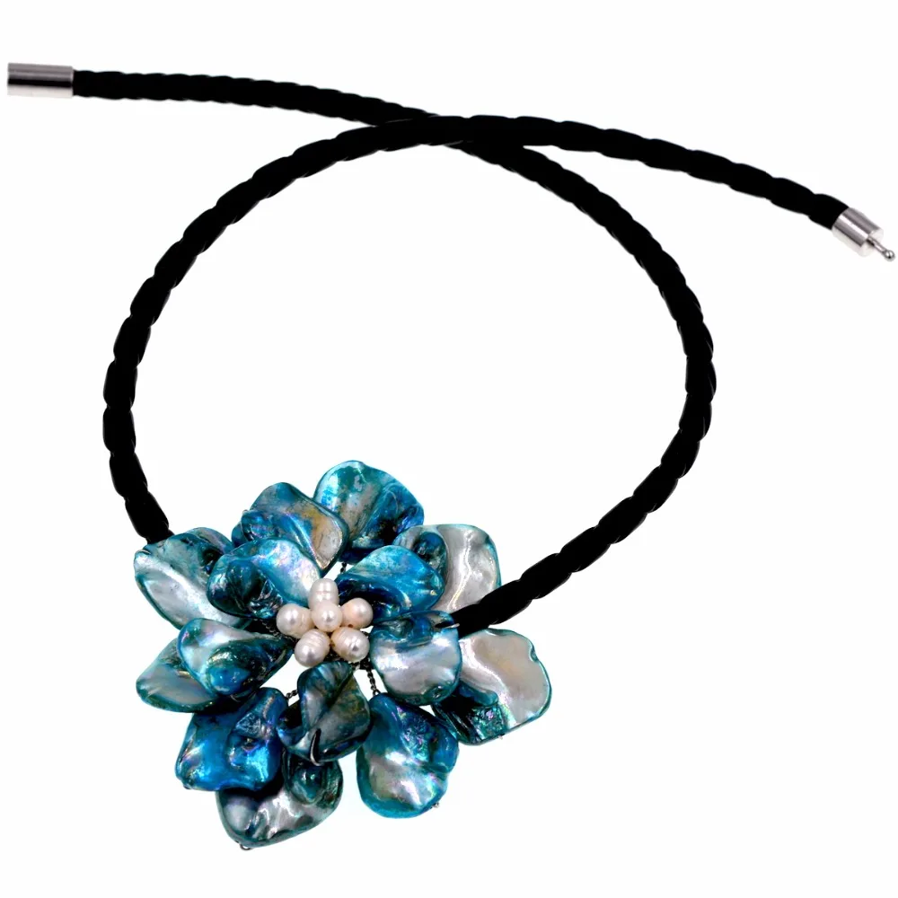Fashion Mop Jewelry blue turquoises shell flower necklace for womens chokers | Украшения и аксессуары