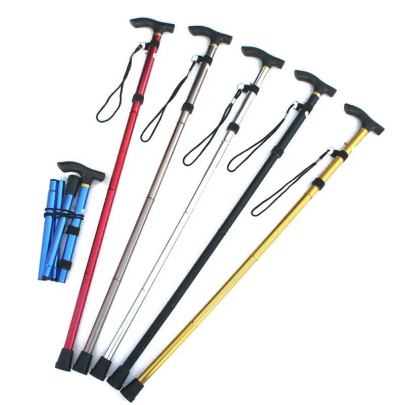 Ultralight Walking Sticks Trekking Trail Poles 4-Sections Aluminum Alloy Foldable Adjustable Anti Slip Cane |