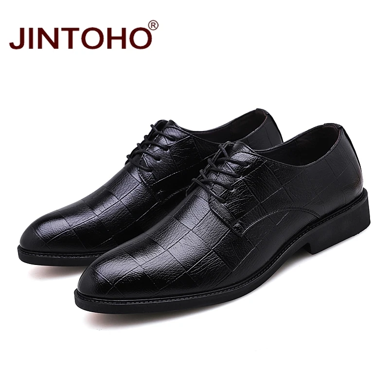 Туфли JINTOHO мужские кожаные брендовая модная повседневная обувь черные лоферы