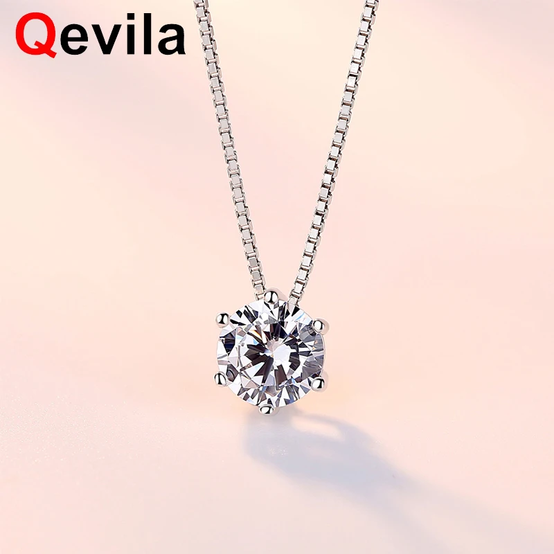 Женское колье чокер Qevila серебряное ожерелье из циркония AAAAA с шестью зубцами
