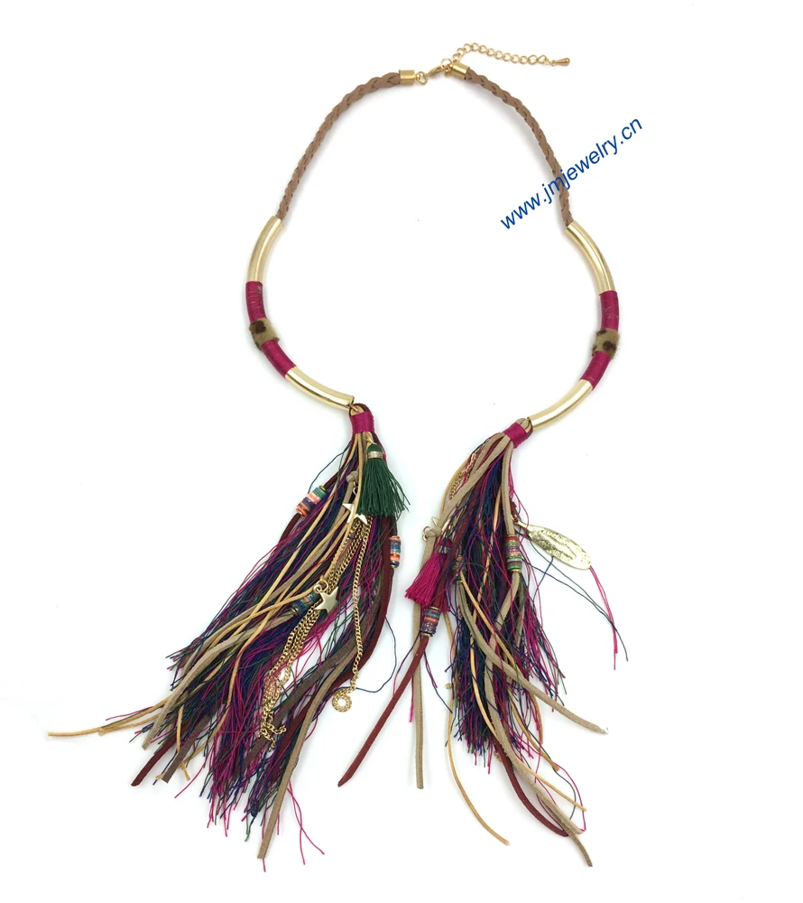 ?? 手作りヴィンテージエスニックネックレスボヘミアコリアーマルチストランド声明ネックレス海ビーチ夏スタイルタッセルペンダントネックレス