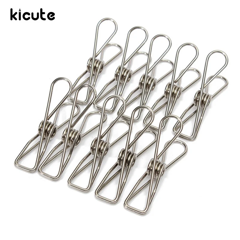 

Kicute 10 шт./компл. металлические Пружинные зажимы из нержавеющей стали для одежды подвесные прищепки зажимы Серебряные Зажимы для папок товар...
