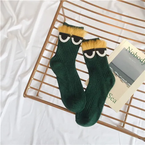 dark green Женские забавные носки из искусственного меха норки, носки с изображением животных милые шерстяные заниженные носки зимние теплые носки для девочек женские носки Sokken Calcetines Mujer - Цвет: dark green