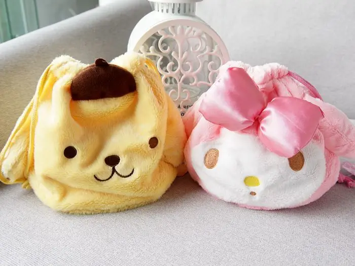 1 шт. милые my melody cinnamoroll плюшевые сумки с вышивкой и кулиской косметички детские