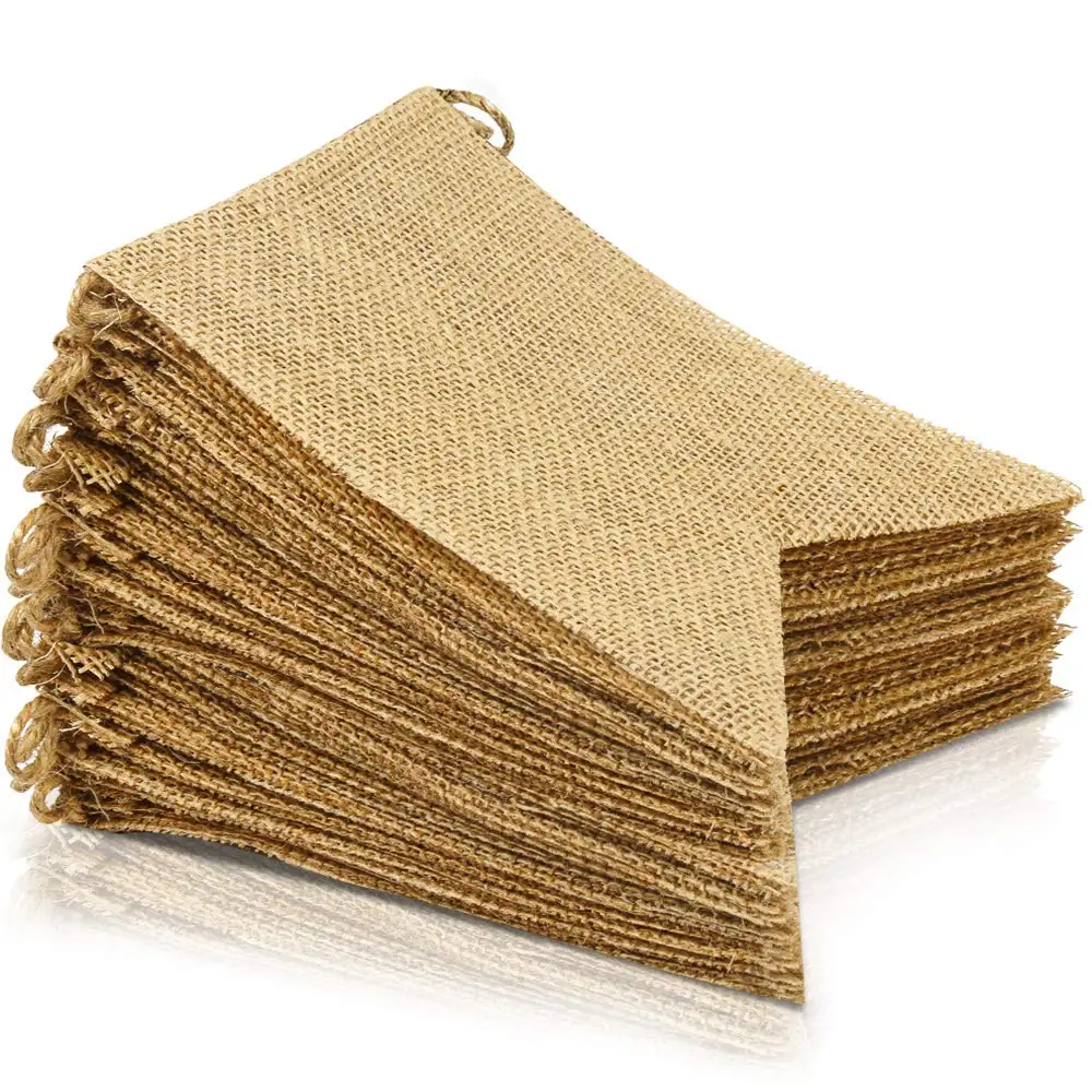 

38 Pcs Burlap Banner, 30 Ft Swallowtail Flag, DIY Decoration for Holidays, Wedding, Camping, Party and Any Occasion