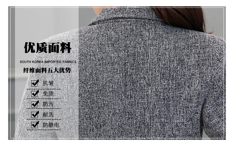 Женский блейзер HanOrange с длинным рукавом и одной пуговицей серый большие размеры