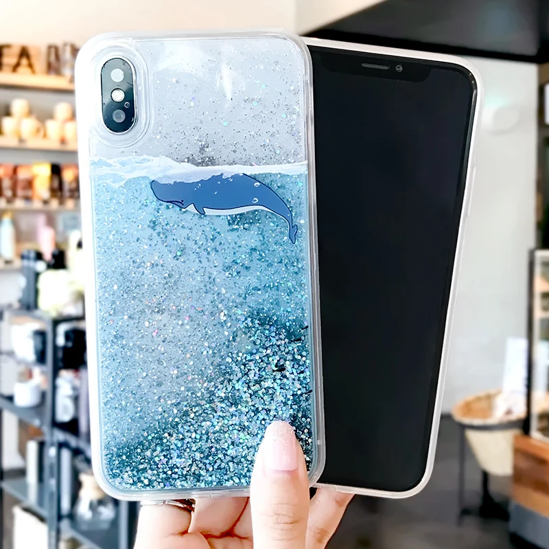 Чехол Capinha для iPhone X Xr Xs Max 7 8 6 6s Plus с динамической жидкостью и зыбучим песком
