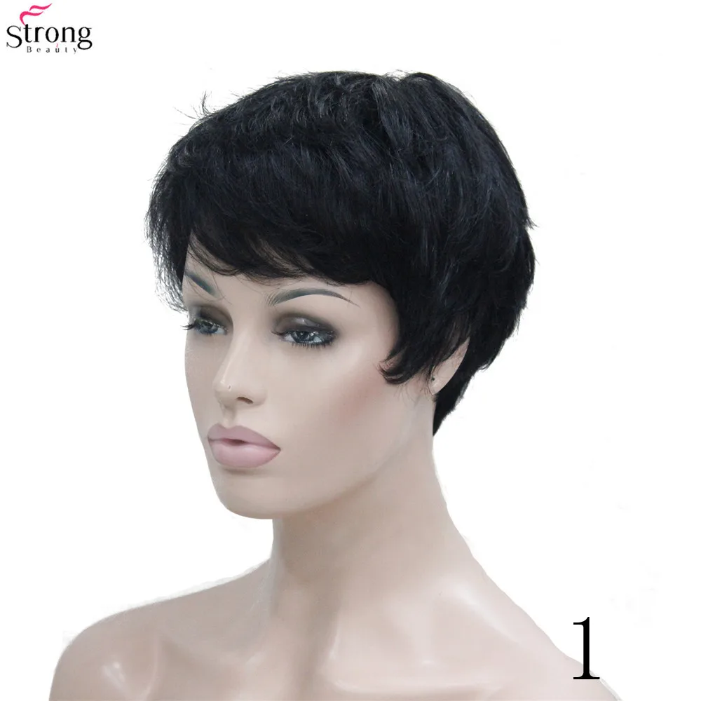 1 StrongBeauty женские парики коричневый/Блонд микс короткий прямой натуральный синтетический парик - Цвет: 1
