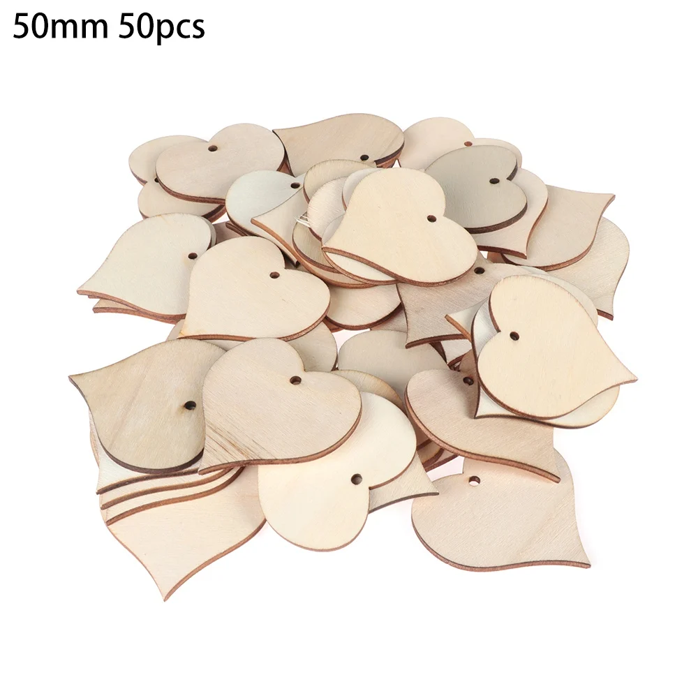 50mm 50pcs DIY перфорированная деревянная наклейка на ткань "Сердце" ремесла Скрапбукинг свадебные украшения ручной работы граффити пуговицы смешанные размеры - Цвет: 50mm 50pcs