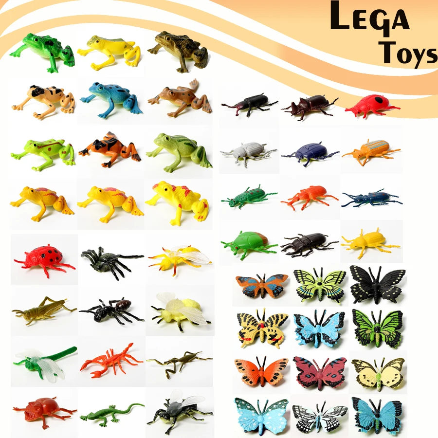 

12PCS Lifelike Assorted Realistic Plastic Insects Including Beetle,Frogs ,Butterfly Character Action Figures Model Toys