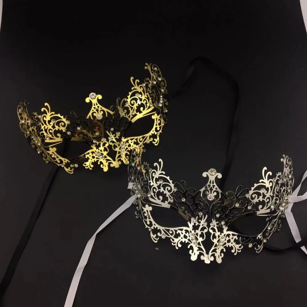 2 шт. алмазное украшение Черная Женская металлическая Маскарадная маска для