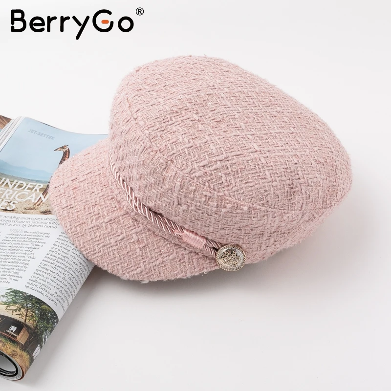 BerryGo Горячая тиснение козырек Военная Кепка женская шапка осень зима хлопок