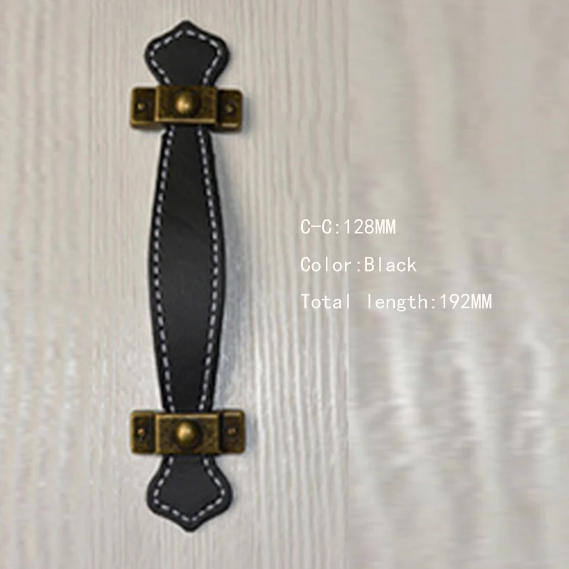 96 мм 128 коричневая/черная кожаная Мебельная ручка/кожаная ручка в современном