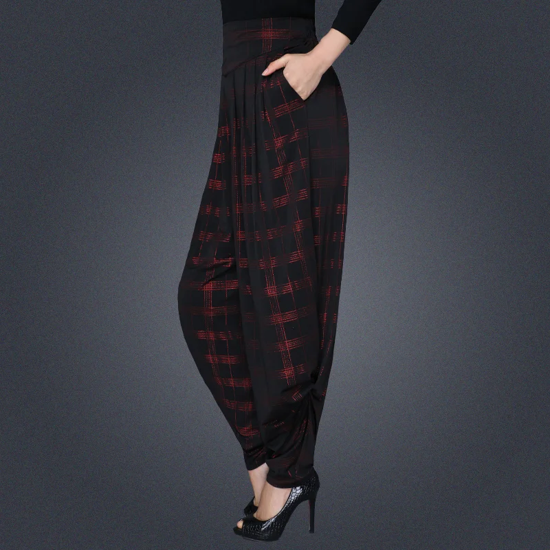 Женские летние брюки большого размера в клетку повседневные штаны тонкие