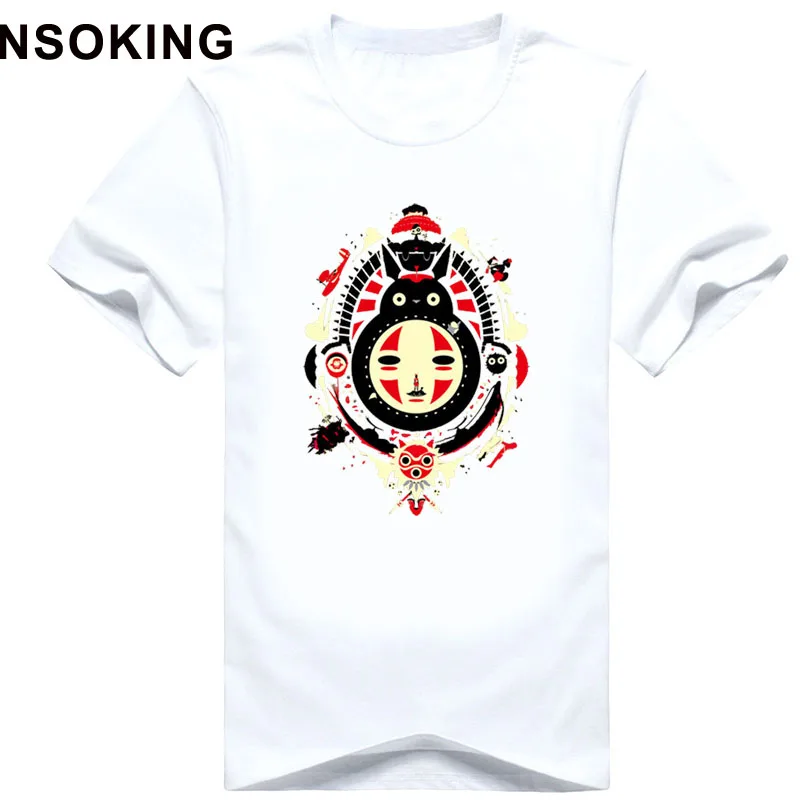 New Miyazaki Hayao Totoro T-shirt Fashion Spirited Away men t shirt No Face man Cotton Summer Short-sleeve loose Tees tops | Мужская