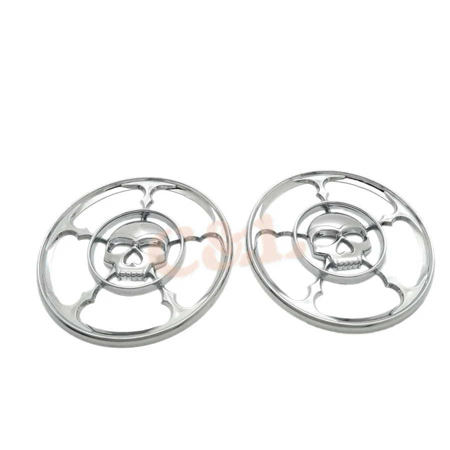 Пара хромированный динамик в форме черепа обшивка Гриль Крышка для Harley Touring Electra