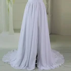 Юбка женская, со шлейфом и разрезом спереди, плиссированная, винтажная, свадебная, Элегантное длинное шифоновое