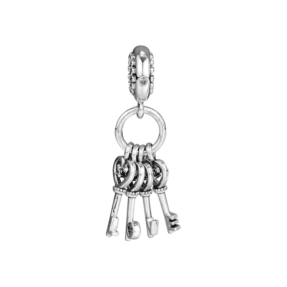 

Fits Europe Bracelet Keys Of Love Dangle Charm 100% 925 Sterling Silver Jewelry Beads for Women DIY Making Kralen Berloques