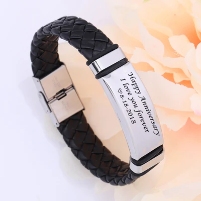 style 2 FLYANGEL Custom Date Fashion I Love You браслеты с гравировкой для мужчин юбилейные подарки бойфренд разнообразие стиль браслет - Окраска металла: style 2