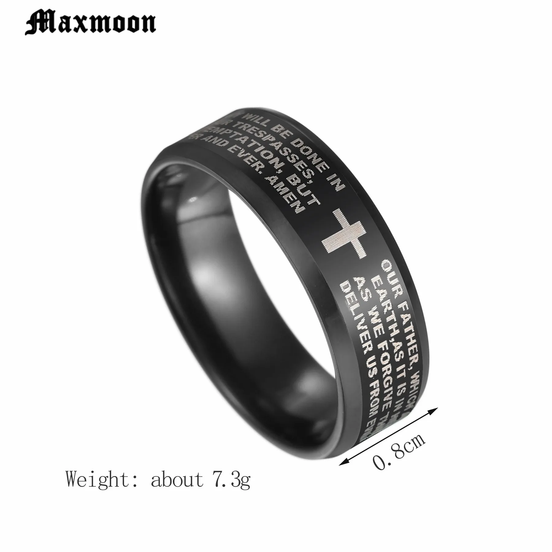 Мужские и женские кольца с крестом Maxmoon черное кольцо из титановой стали