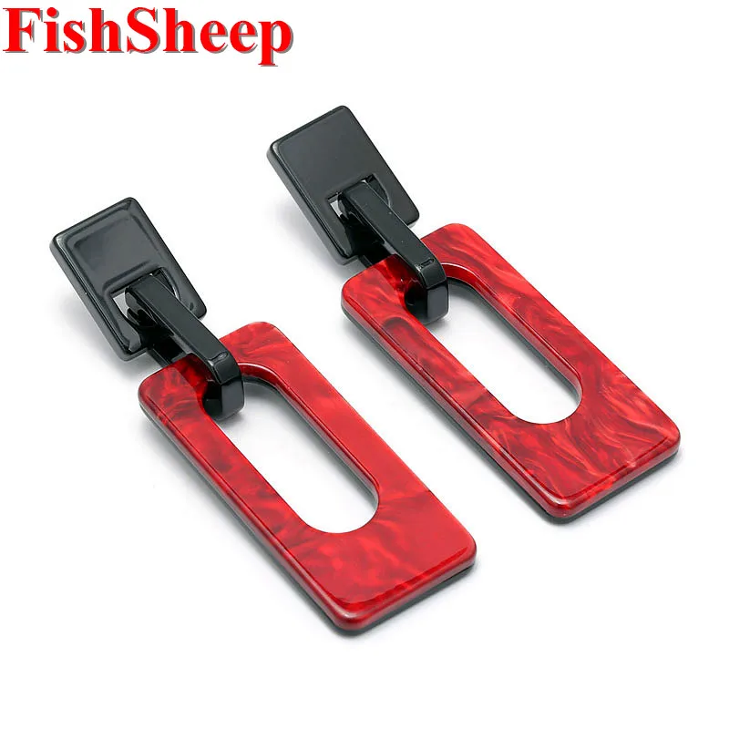 FishSheep массивные геометрические акриловые серьги Красный Черный Панк большая