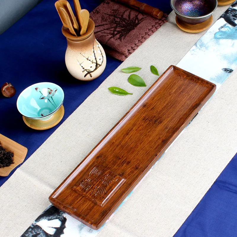 36*10*2cm Strand Woven Bamboo Tea Tray Chinese Kung Fu Gongfu Drawer Board Travel Tools Service Set Table | Дом и сад