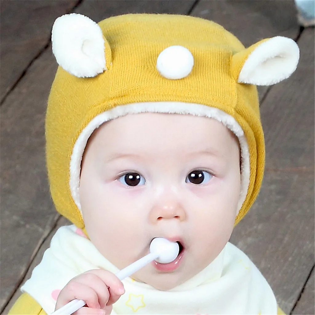 Children Rabbit Ears Warm Caps Cartoon Moving Embroidered wool cap Hat Scarf Baby Bonnet Enfant Cute for Girl Boy 1D19 | Детская одежда