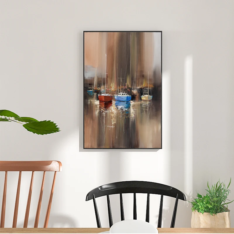 Абстрактные морские постеры с масляной живописи и принтами настенная живопись