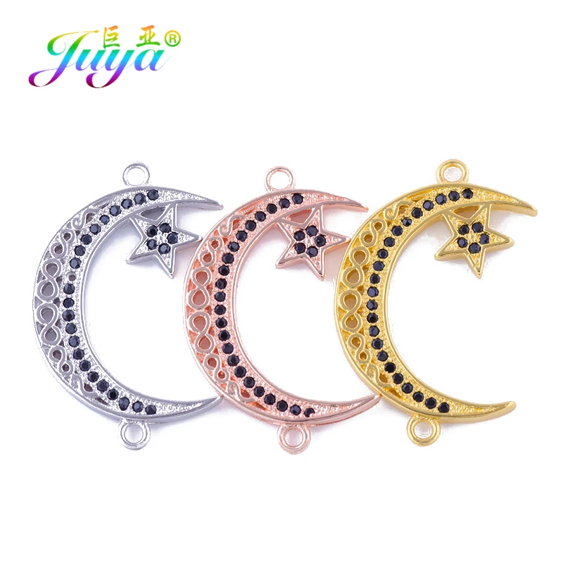 Juya DIY исламские ювелирные изделия в виде полумесяца фурнитура Алла талисман Шарм Разъем Аксессуары для мусульманской молитвы ювелирные изделия серьги изготовление
