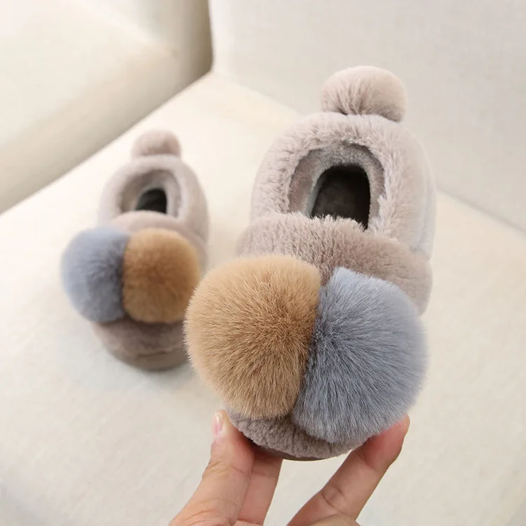 Baby Girls Furry Slippers Infant Cute Plush Fluffy Children Kid Fur Winter Warm for Kids |
