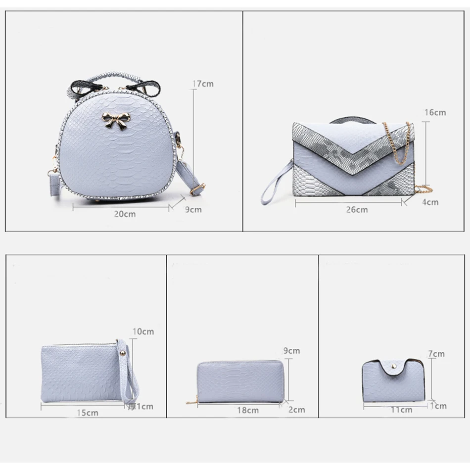 Комплект женской сумочки из кожи аллигатора комплект 6 сумок через плечо - Фото №1