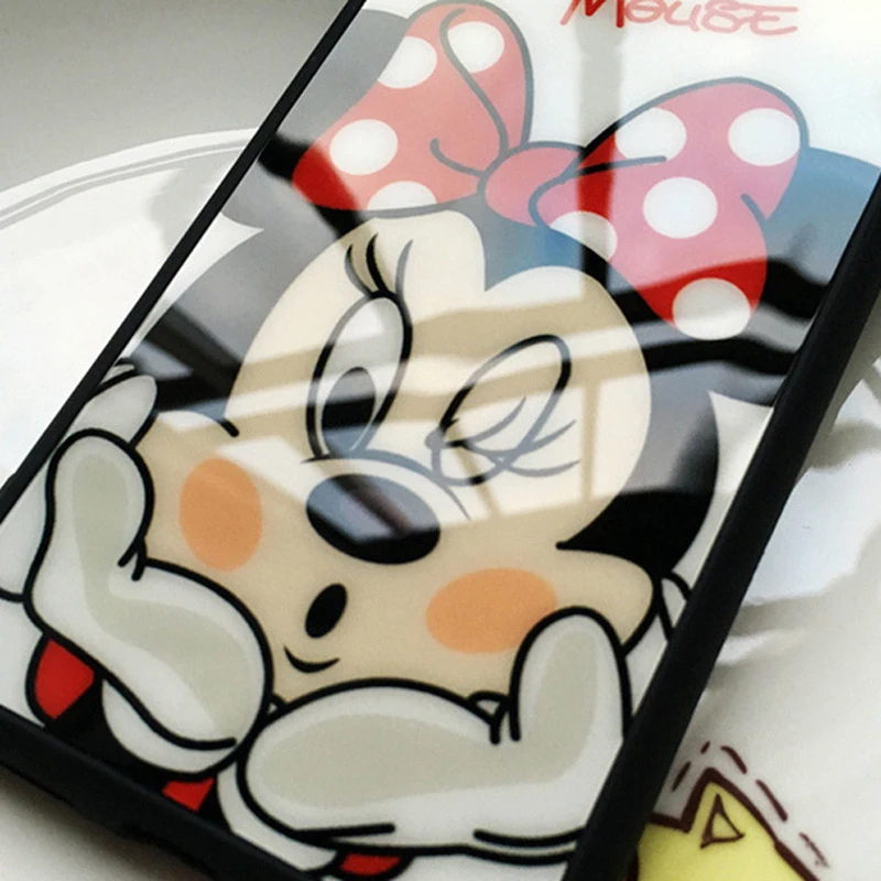 6 S & SE Дело 3D Мультфильм Микки Минни поцелуй Стекло Зеркало Силикона Случаях для