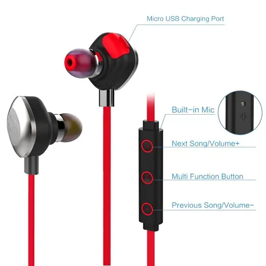 Mifo U5 Plus Red водонепроницаемый IPX7 гарнитура устойчивое Bluetooth 4.1 стерео Micphone HiFi