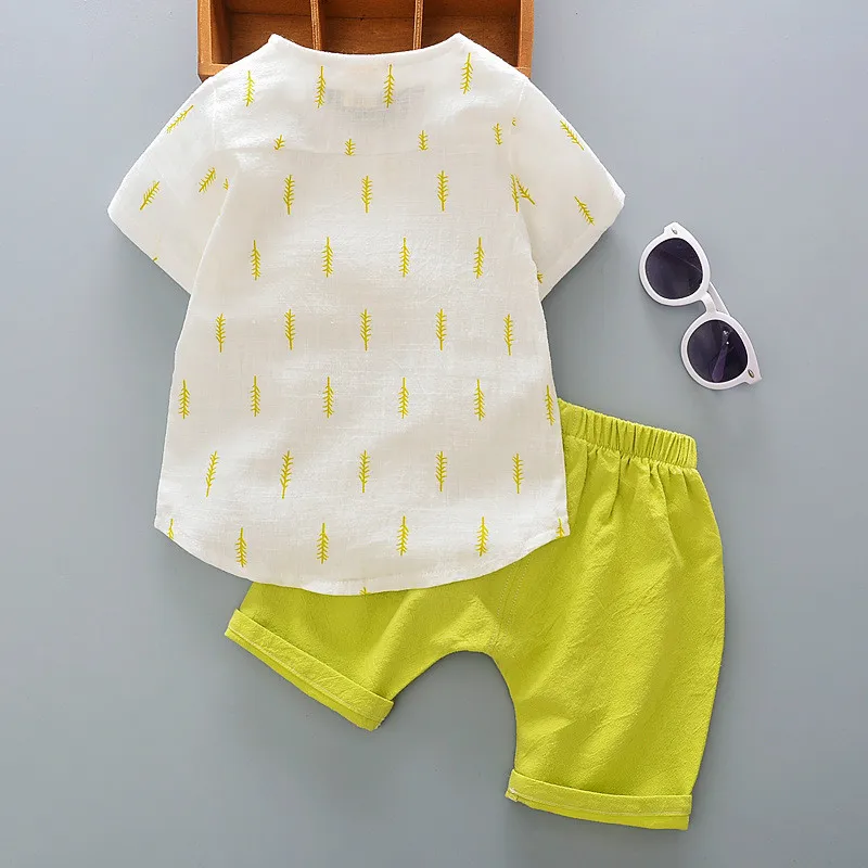 0-4 Years Summer Kids Clothes Set Cotton Linen Boys Sets Tshirt &amp Shorts Toddler Baby Infant Clothing 2pcs Outfits |
