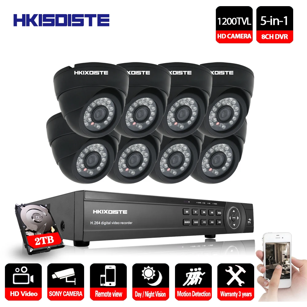 Купольная камера видеонаблюдения hkixdiche 8 каналов 1080P 1200TVL функция ночного видения